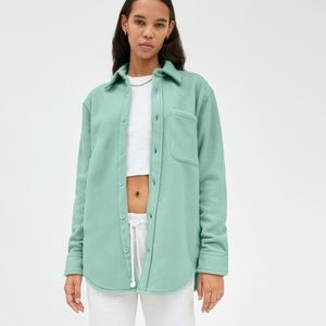 Aritzia NWT Tna Fleece Polar Button Up in Glacial Green